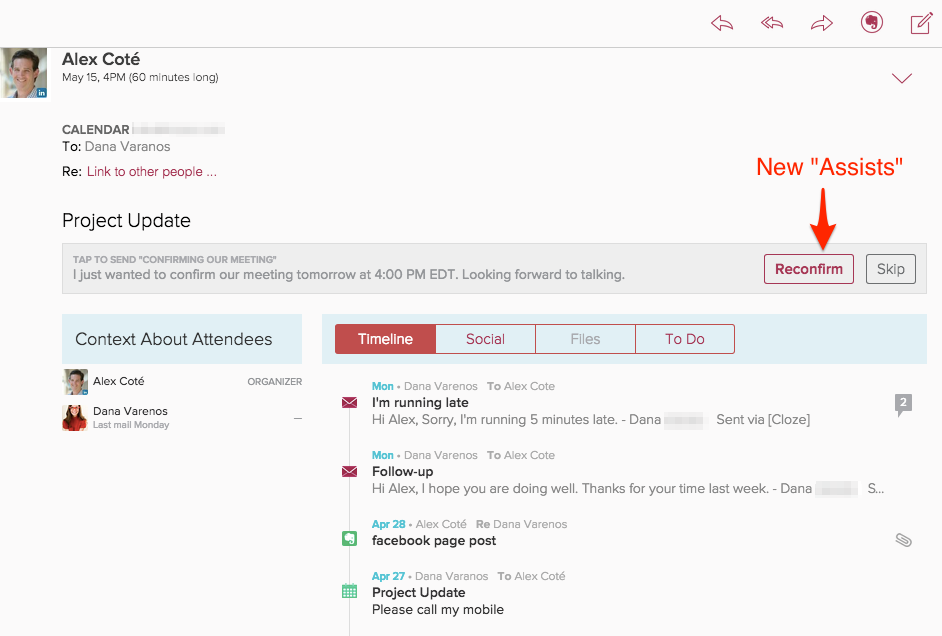 Introducing Assists, Email templates and several new features in Cloze Pro (May 2015)