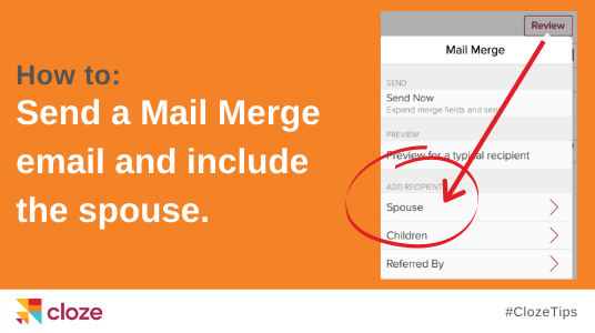 Send a Mail Merge email and include the spouse automatically