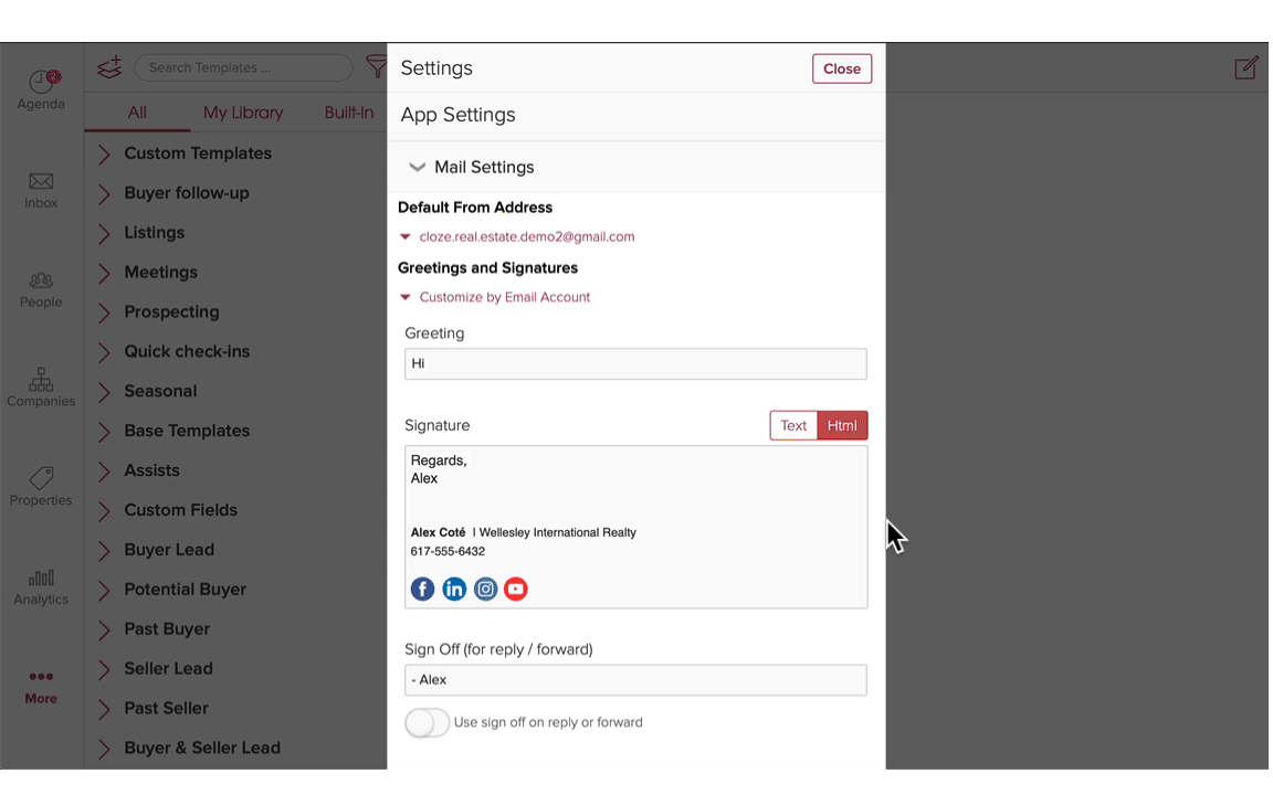 When you connect Calendly to Cloze CRM you can easily include your scheduling link. 