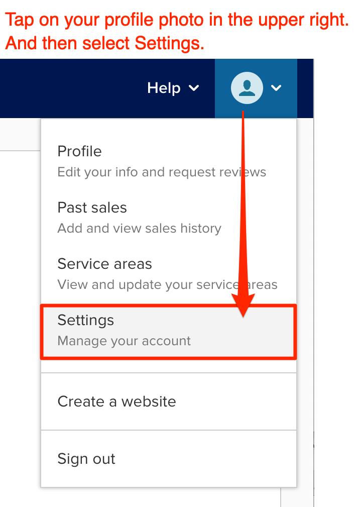 Zillow Premier Agent settings menu. 