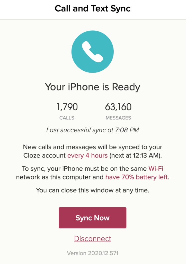 Cloze call and text sync app.