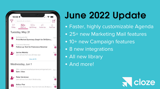 Faster Agenda, All-New Library, Marketing Mail Enhancements, and More (Cloze 2022.6)