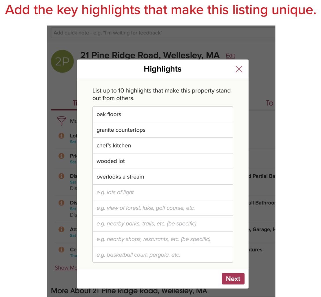 Cloze: Add the key highlights that make this listing unique. 