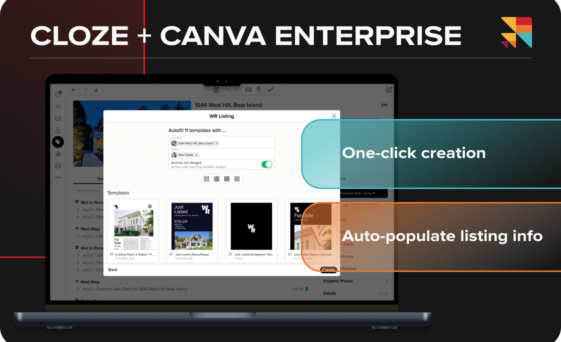 Cloze + Canva Enterprise: On-brand listing marketing in one step