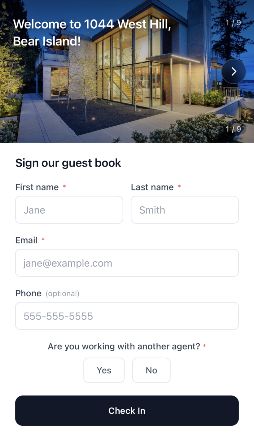Screenshot of Cloze's Open House app